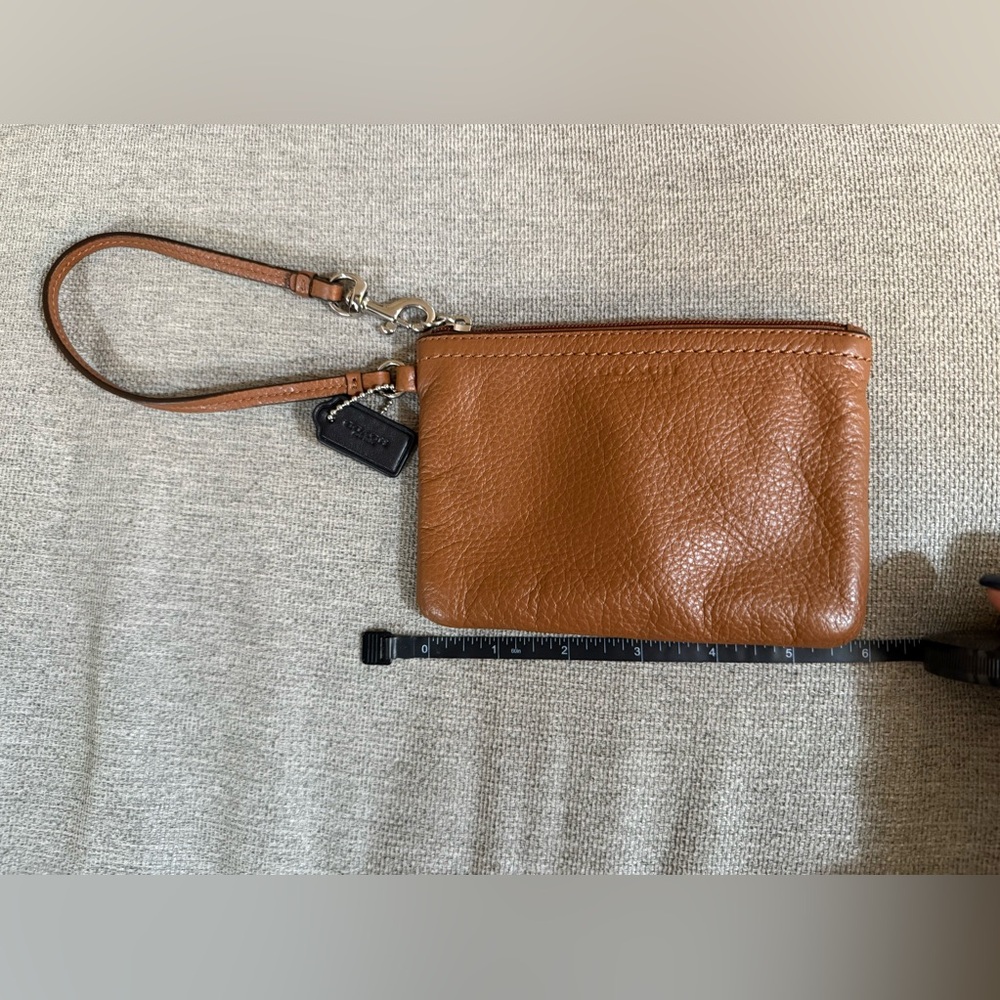 Coach Tan Leather Wristlet with Strap